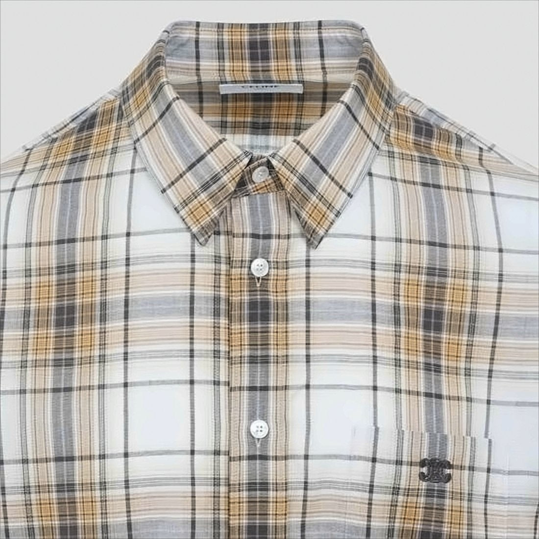 Celine Plaid White Cotton Long-Sleeve Celine Shirt