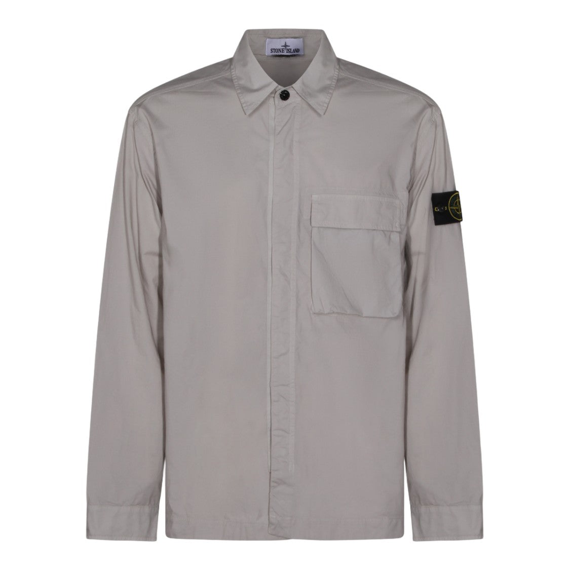 Stone Island Minimalist Grey Casual Shirt With Standard Collar