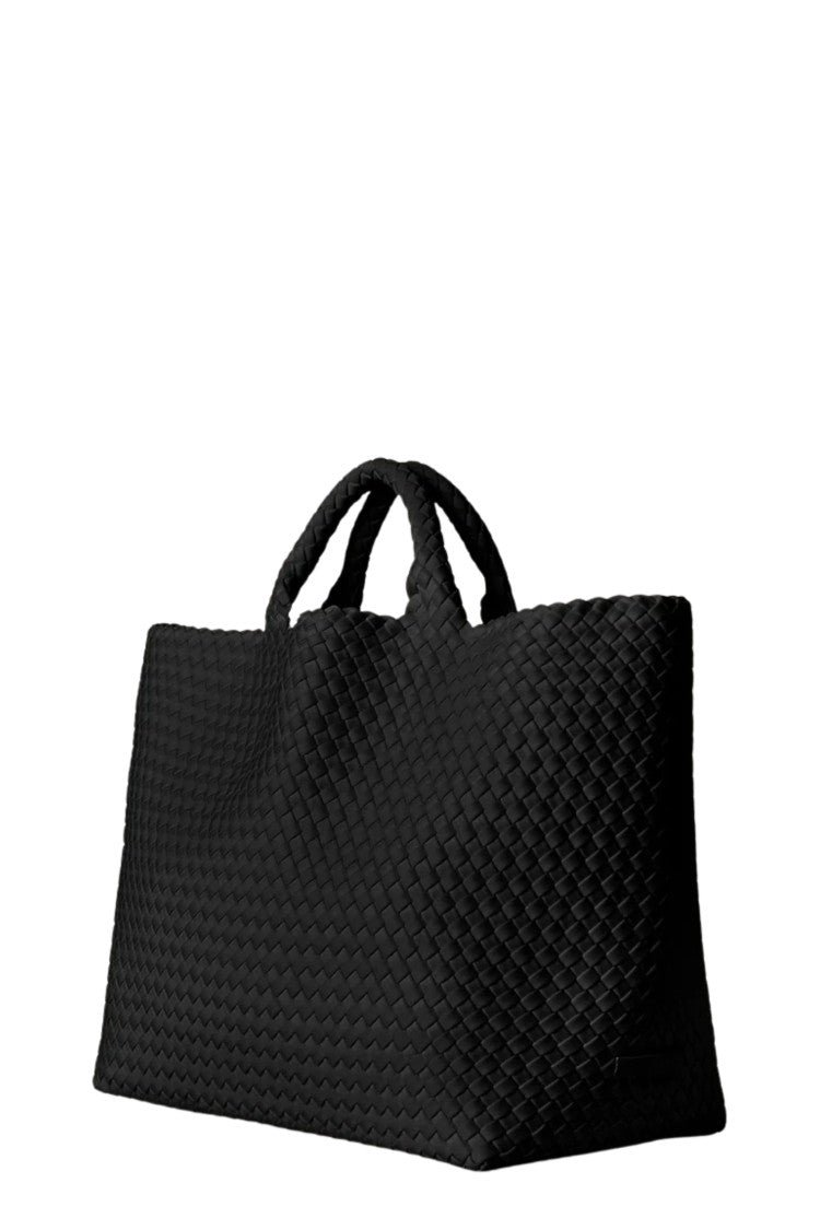 Naghedi Black St Barths Large Woven Neoprene Tote Bag