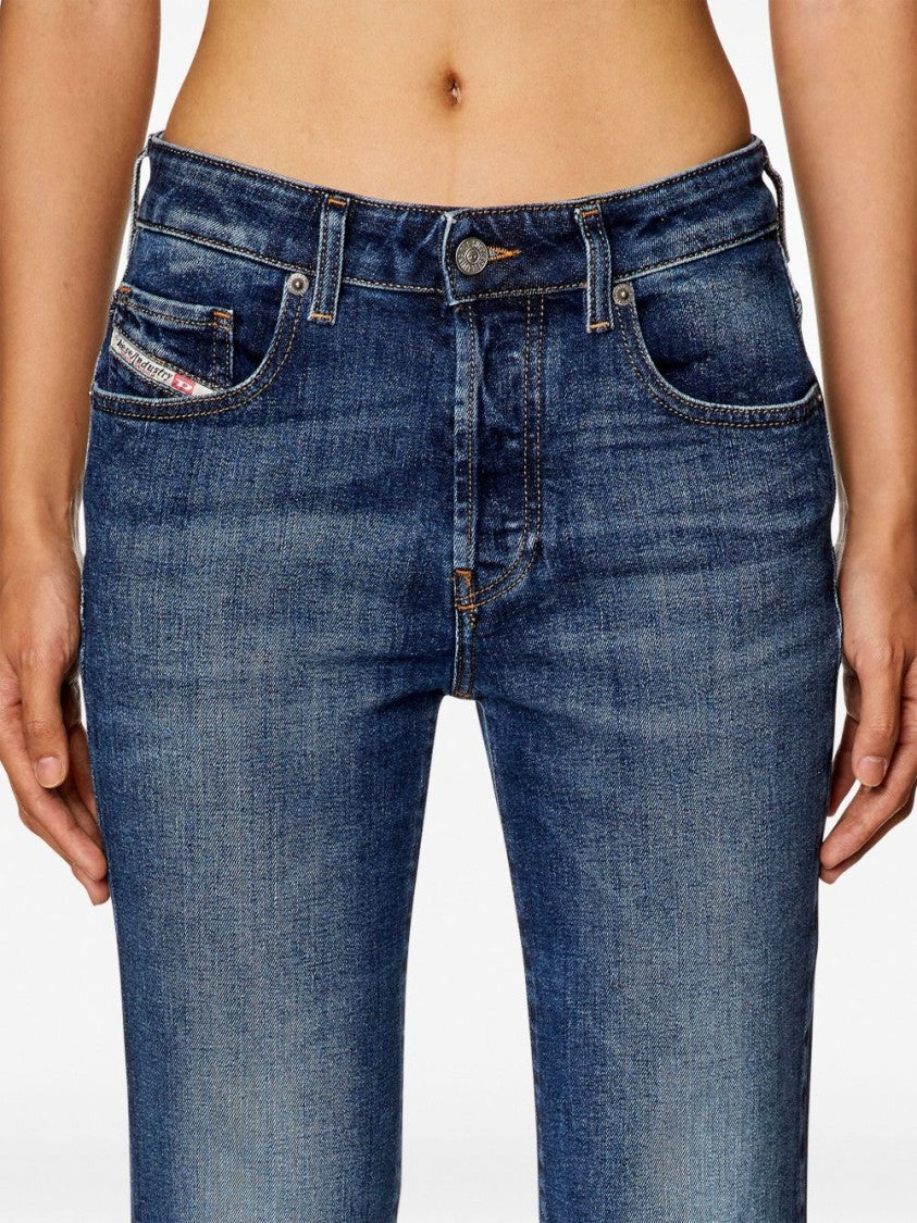 Diesel Mid-Rise Straight-Leg Jeans With Faded Wash And Whiskering
