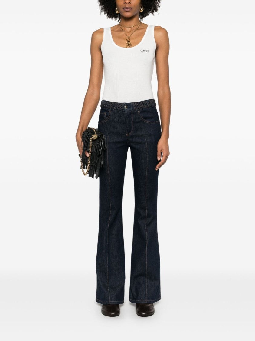 Chloé Ribbed Sleeveless Top With Embroidered Logo