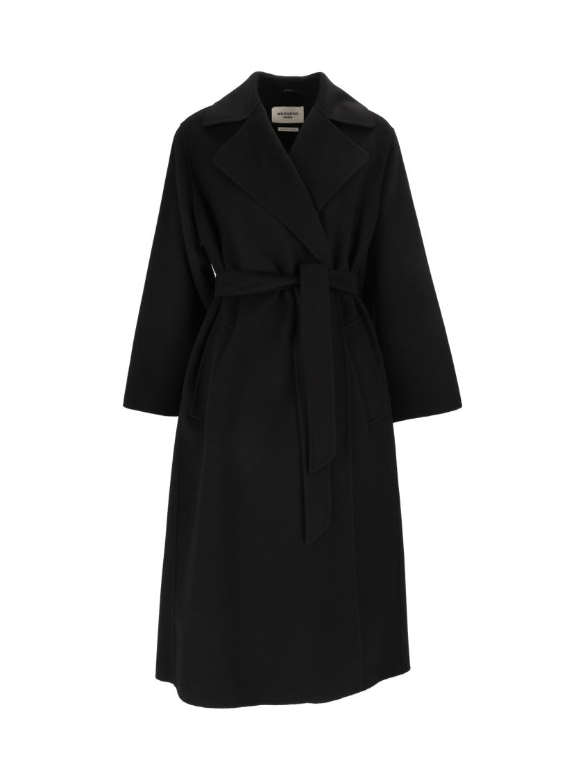 Max Mara Black Operoso Belted Wrap Coat