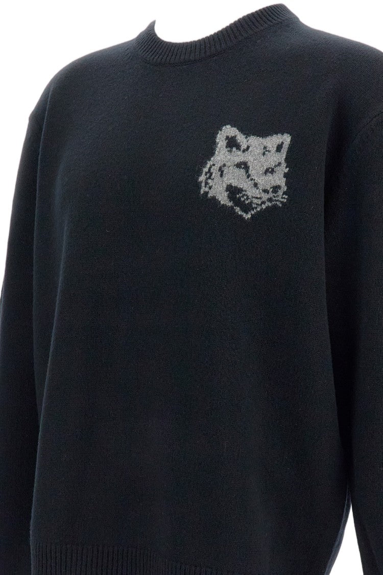 Maison Kitsuné Long-Sleeve Jumper With Contrast Fox Head Intarsia