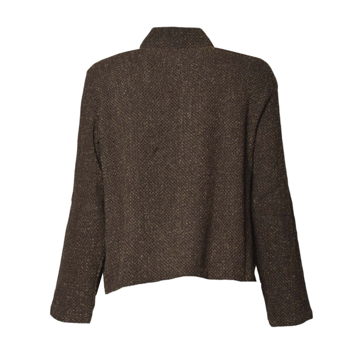 Our Legacy Textured Brown Knit Sweater With Front Zipper And Stand-Up Collar