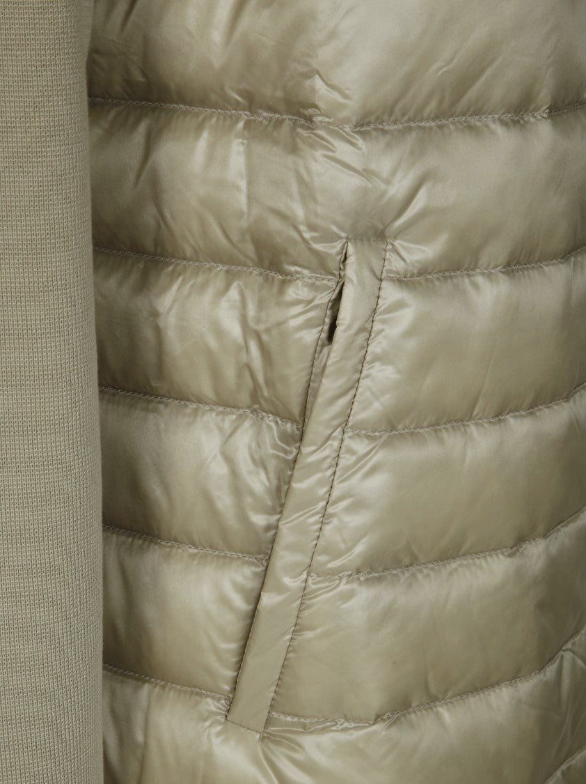 Herno 3/4 Length Puffer Jacket With Knit Sleeves