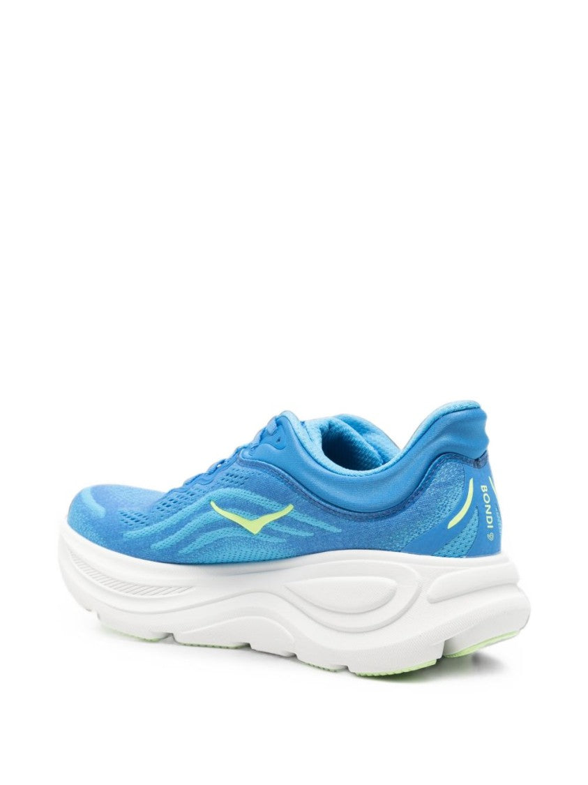 Hoka Blue Cushioned Sole Sporty Leather-Blend Sneakers