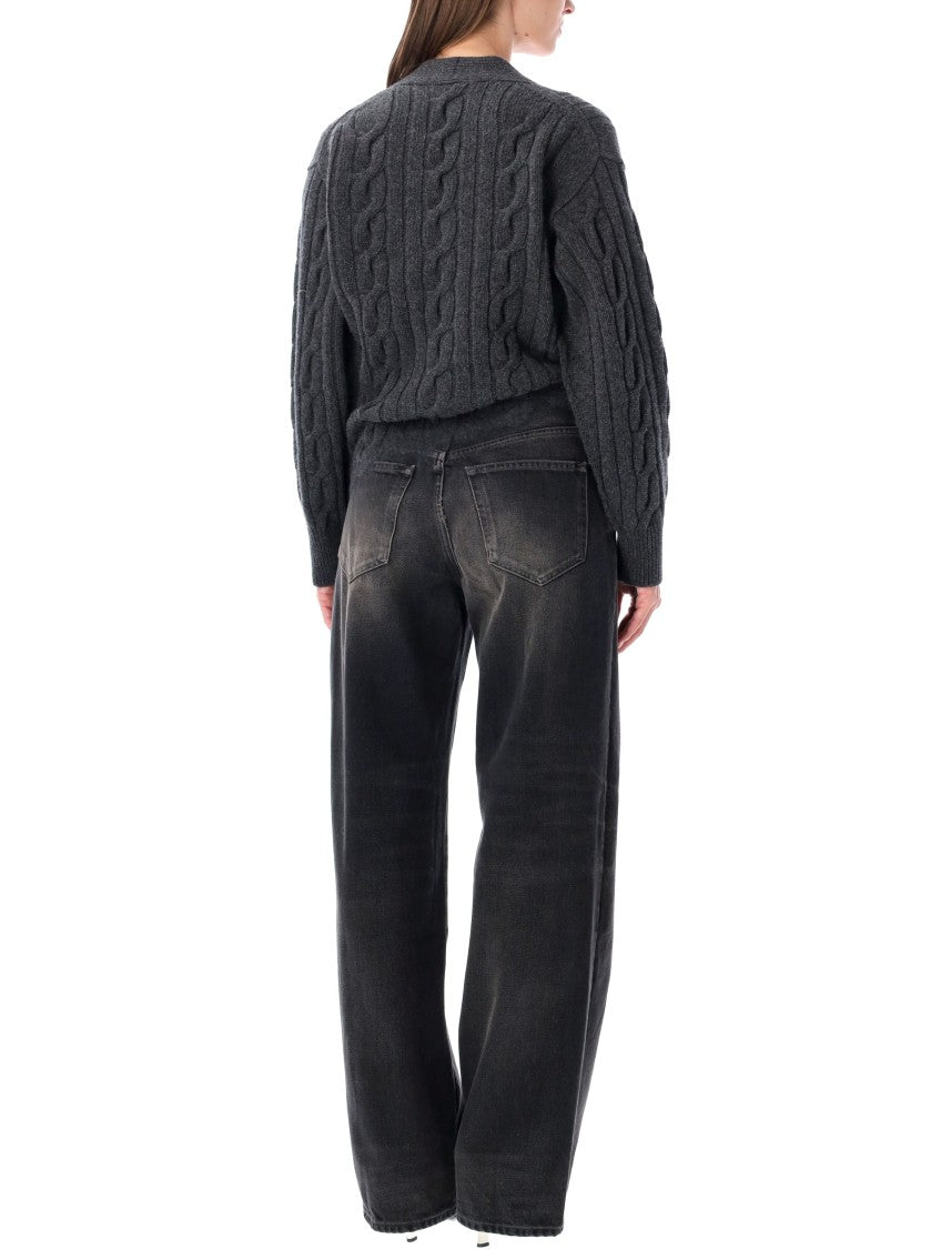Haikure Trompe-L'œil Design Jumpsuit With Cable-Knit Top And Denim Bottoms