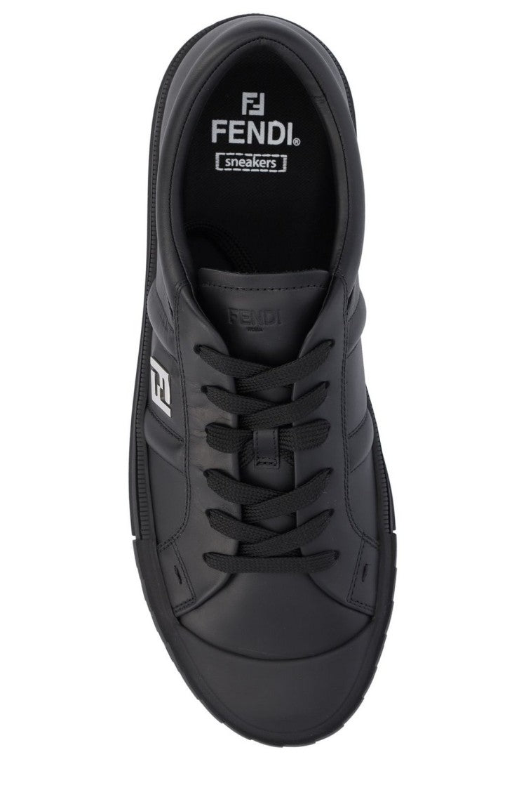 Fendi Minimalist Black Low-Top Sneakers With Smooth Finish