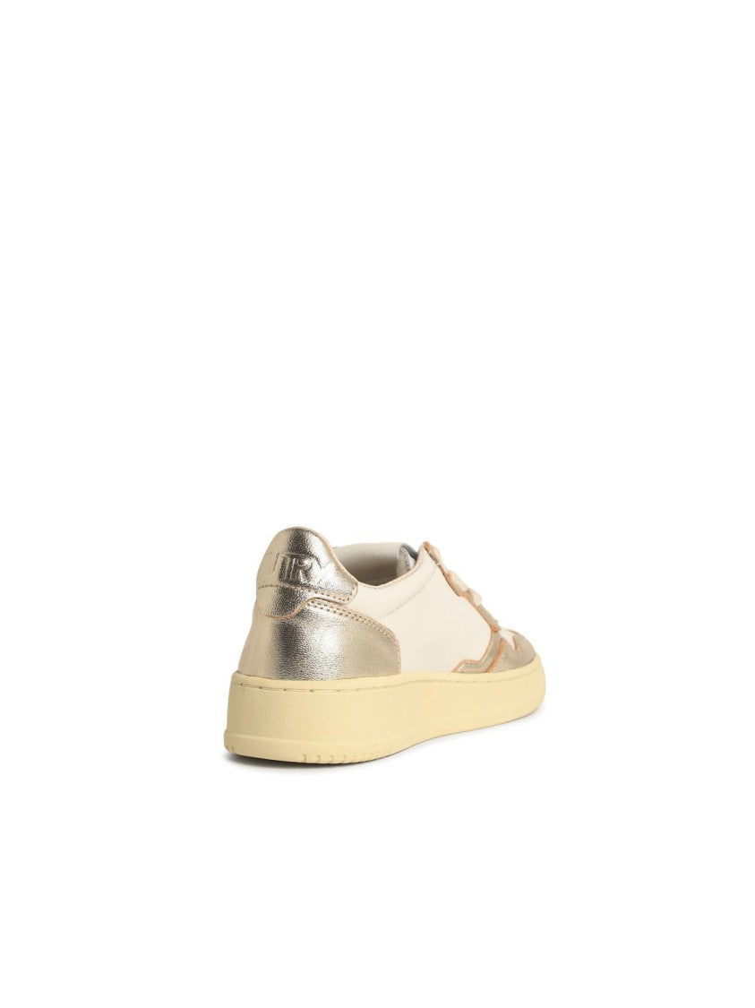 Autry Medialist' Gold Leather Sneakers
