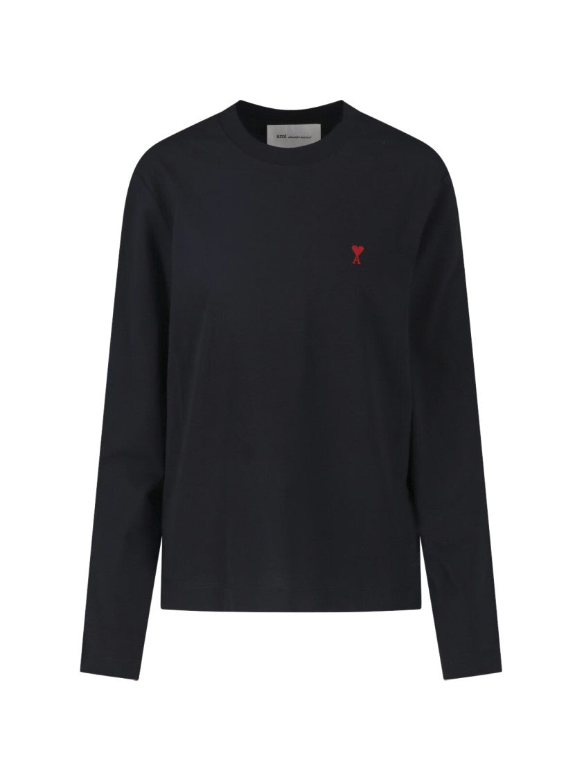 Ami Paris Ami De Cœur Black Cotton Long-Sleeved T-Shirt