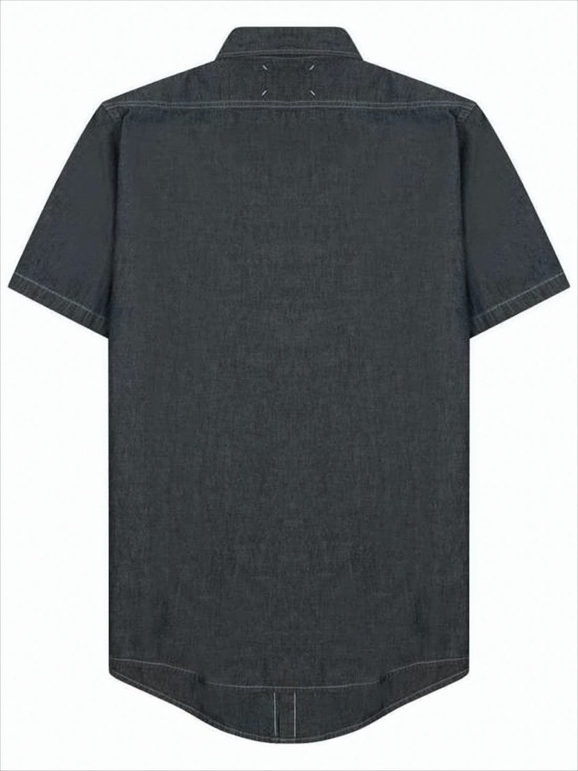 Maison Margiela Washed Grey Short-Sleeve Shirt With Button-Down Front