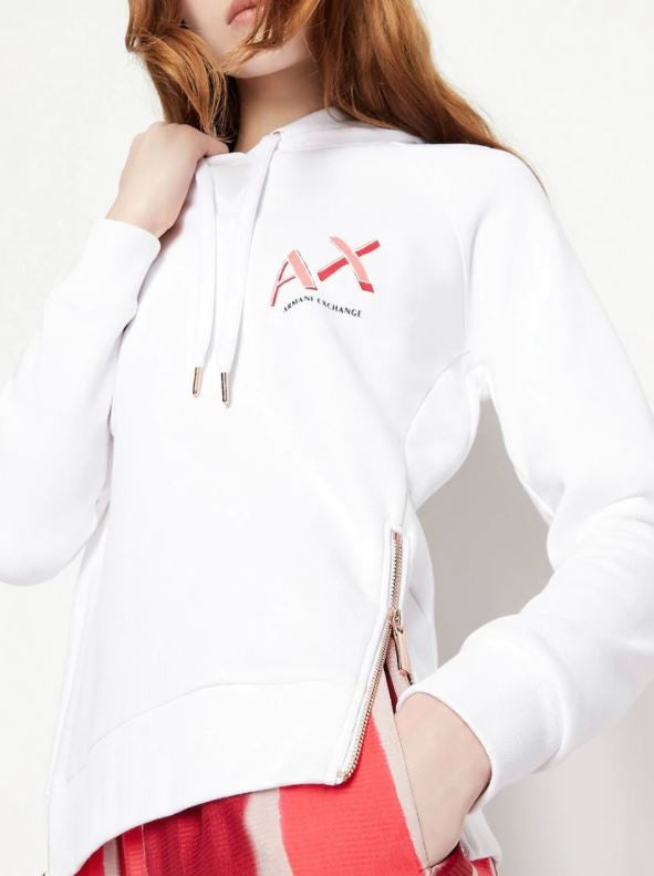 Armani Exchange Organic Cotton Sweatshirt With Patterned Hood