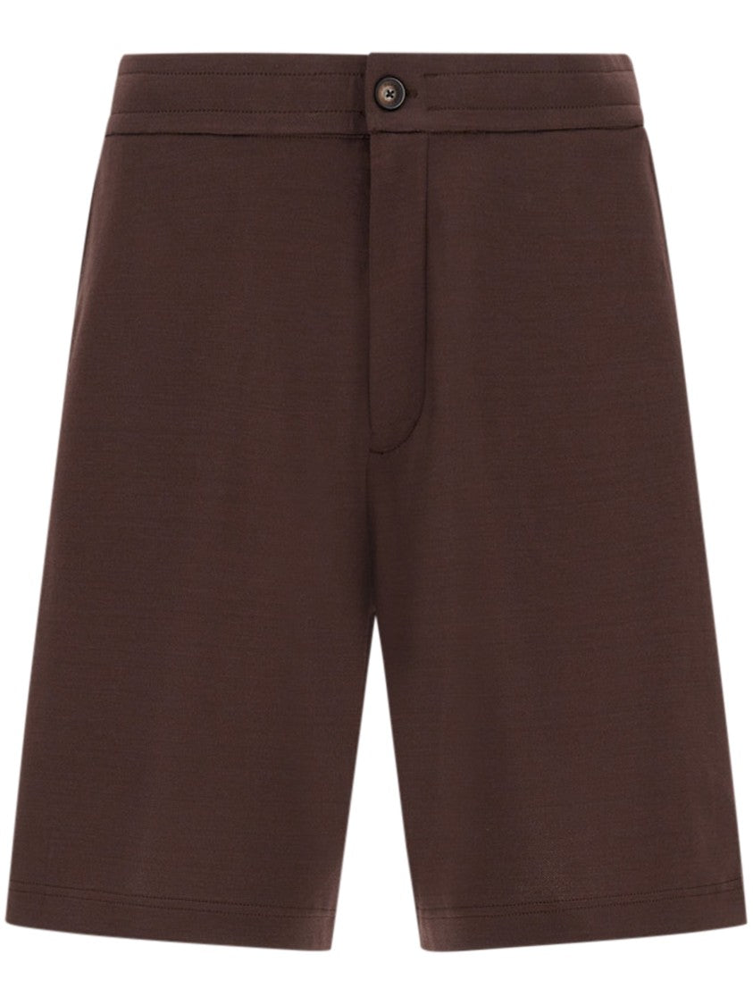 Herno Tailored Brown Shorts With Button Closure