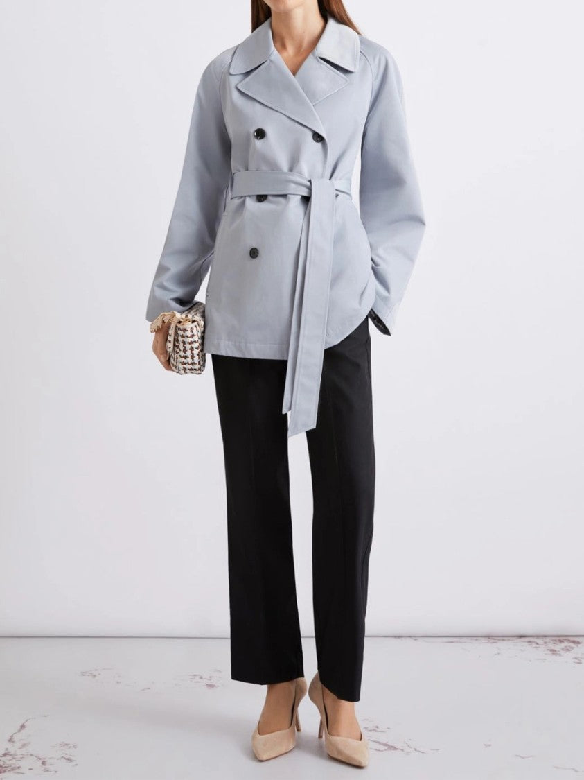 Marella Blue Mllumido Double-Breasted Light Belted Jacket