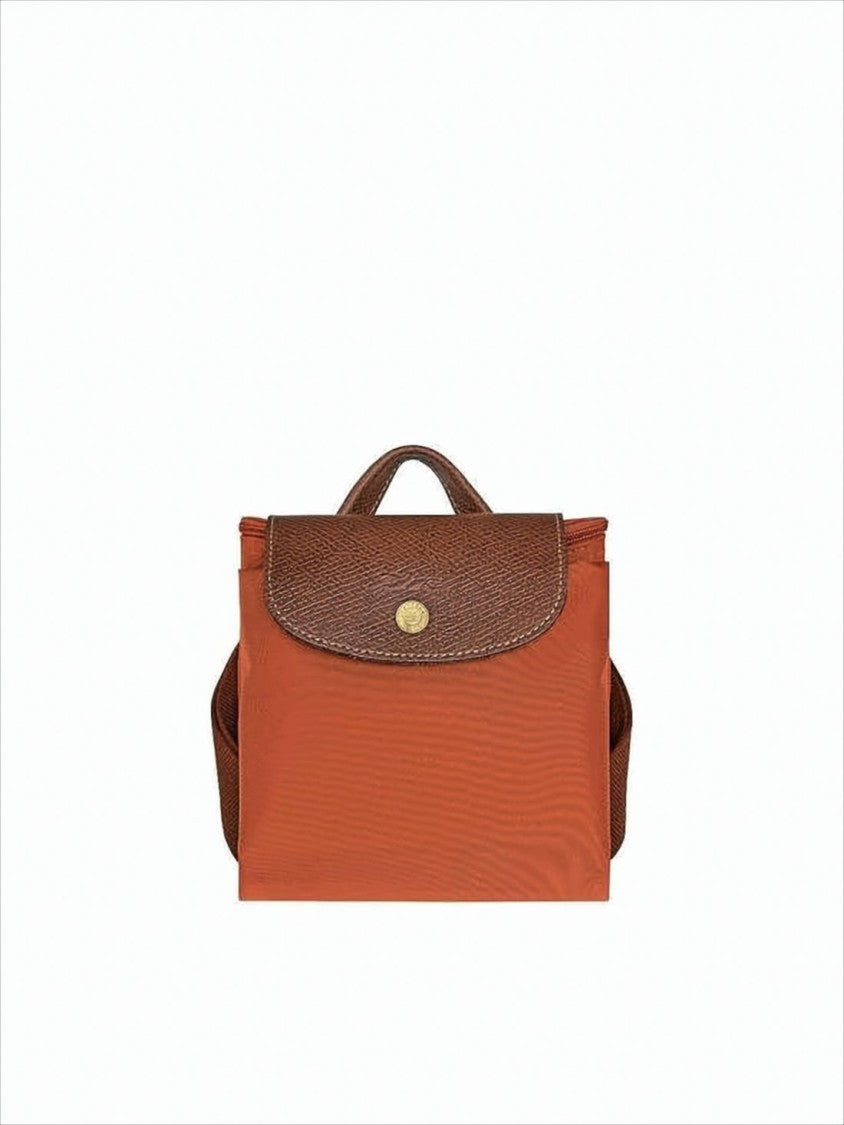 Longchamp Structured Rectangular Orange Backpack