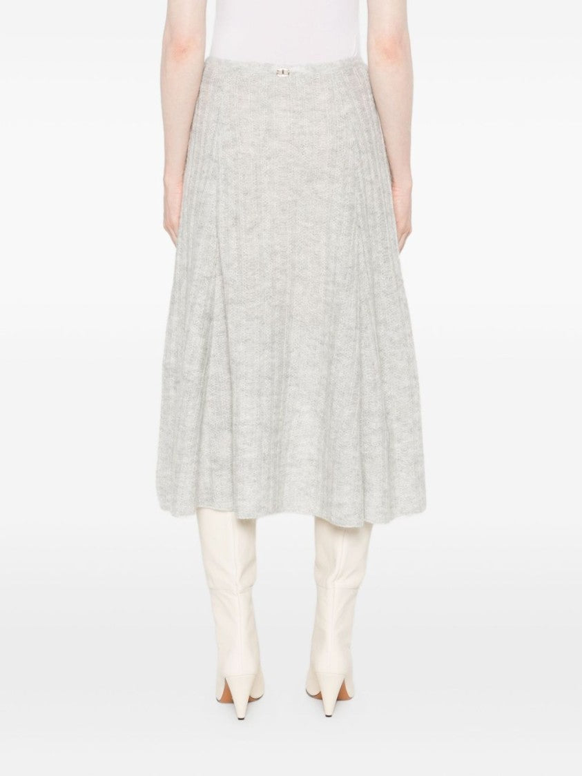 Twin-Set Knee-Length Ribbed A-Line Skirt