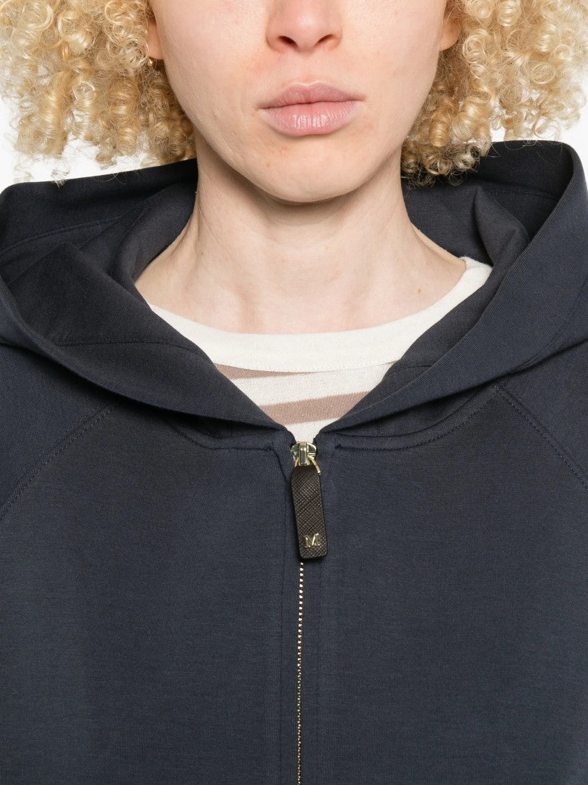 Max Mara Dark Blue Smmalma Cropped Zip Hoodie Jacket