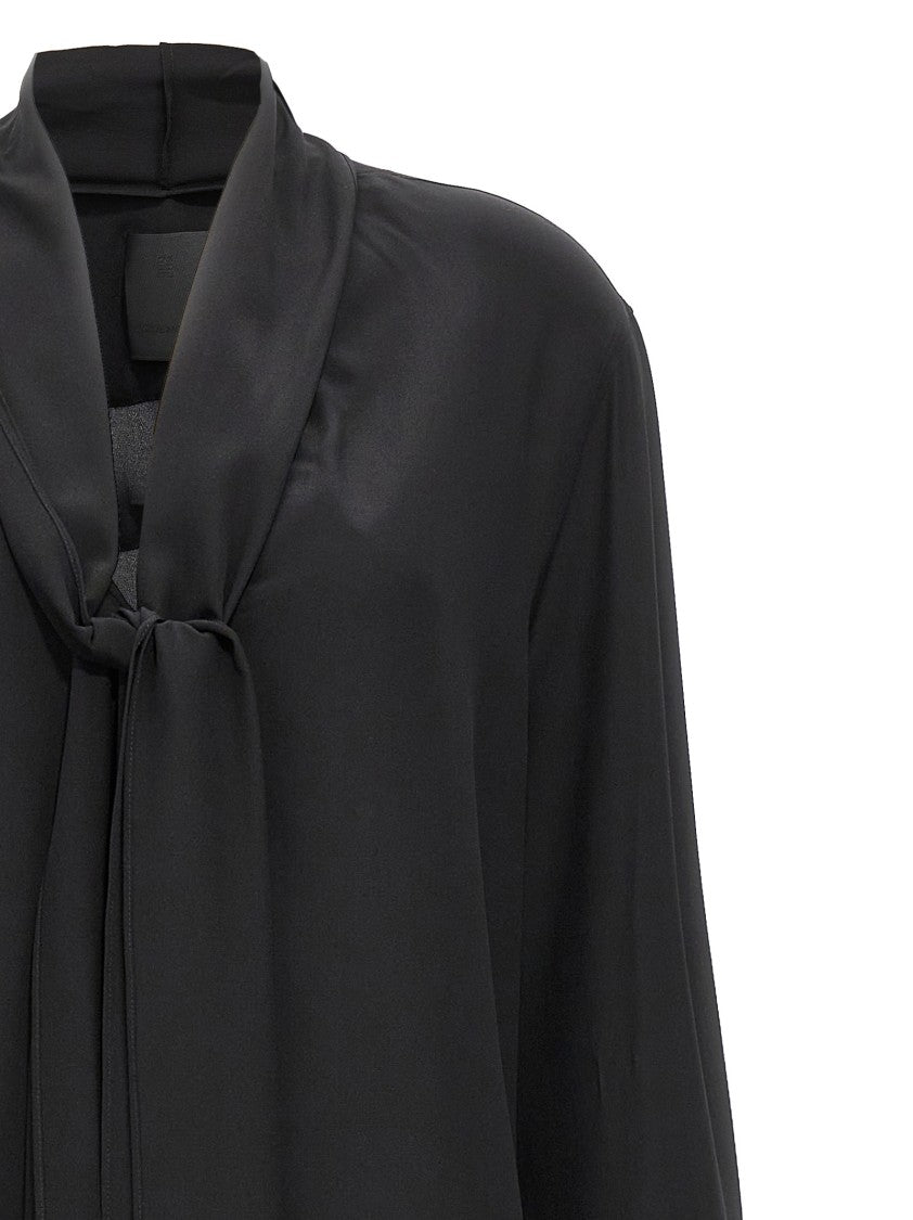 Givenchy Silk Crêpe De Chine Shirt With Lavallière Collar And Deep V-Neck