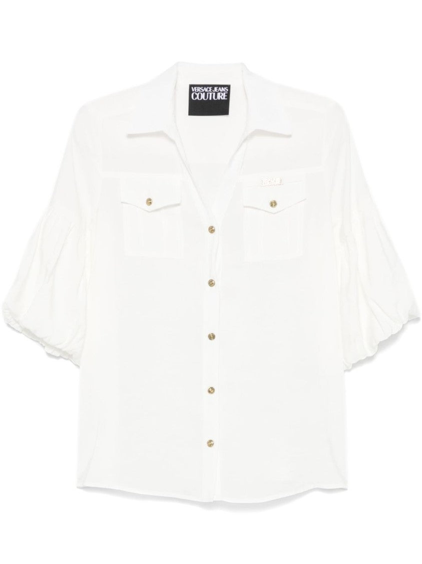 Versace Jeans Couture Puff Sleeves White Button-Up Shirt