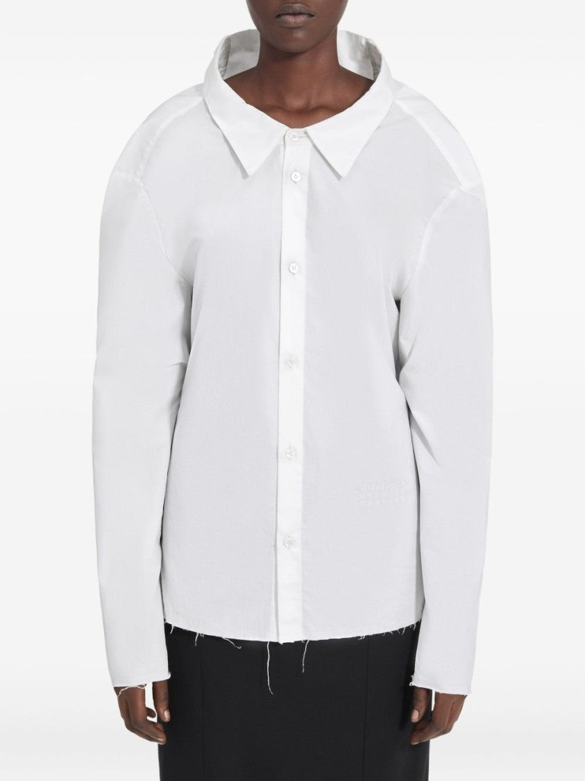 Mm6 By Maison Margiela Boxy White Shirt With Avant-Garde Extended Panel