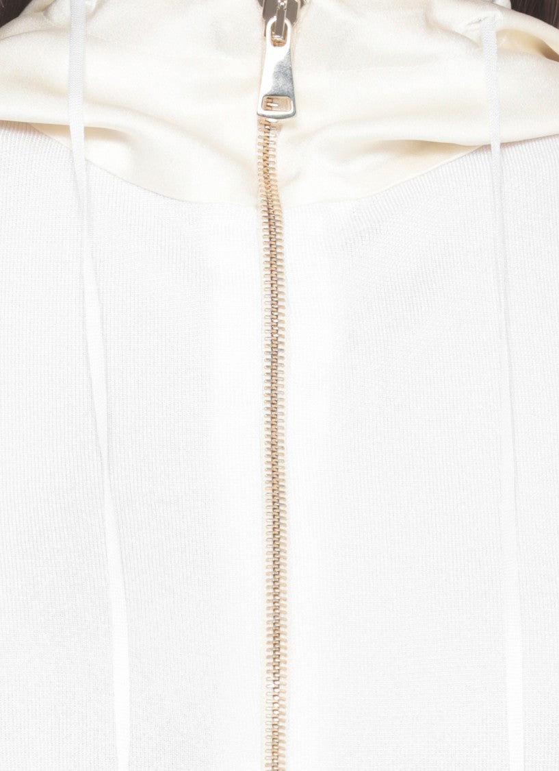 Fabiana Filippi Ivory Viscose-Blend Drawstring Hoodie