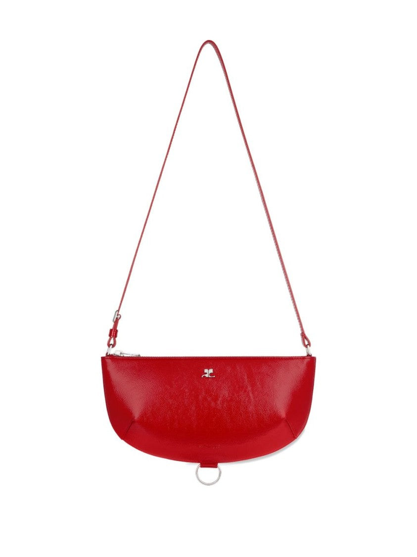 Courrèges Curved Red Leather Top Handle Bag