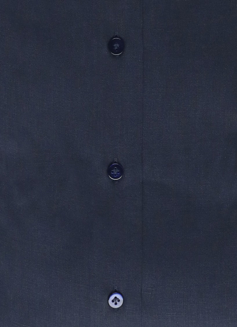 Borriello Navy Blue Linen Casual Shirt