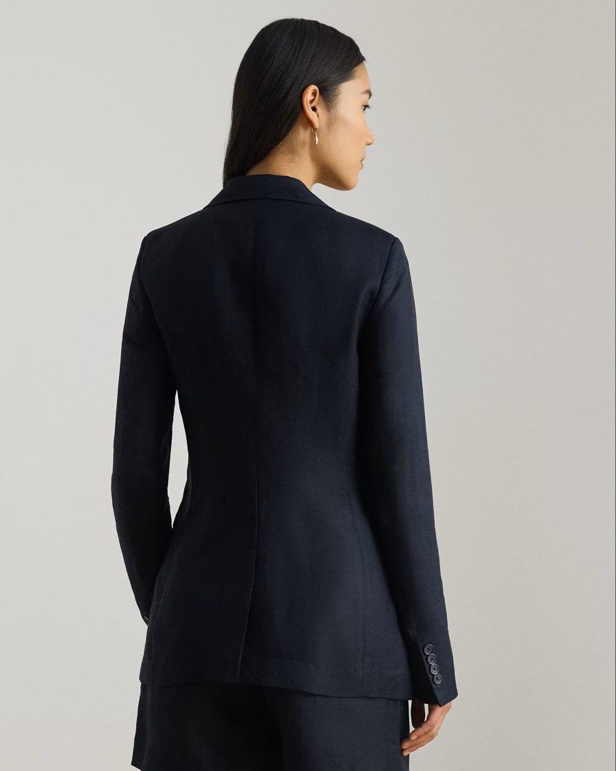 Lauren Ralph Lauren Navy Blue Light Linen Blazer Jacket