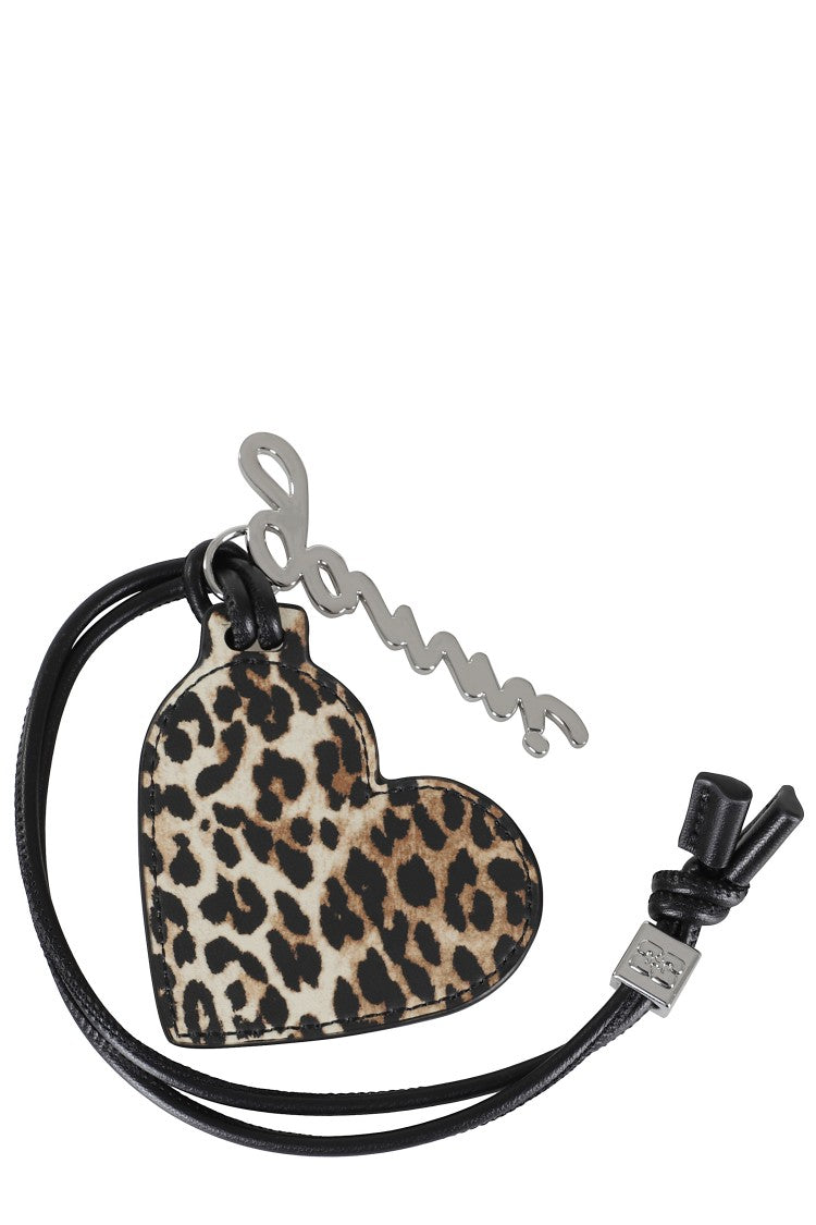 Ganni Heart-Shaped Mirror With Leopard Print