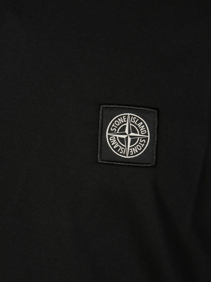 Stone Island Black Short-Sleeved T-Shirt With Subtle Logo Patch