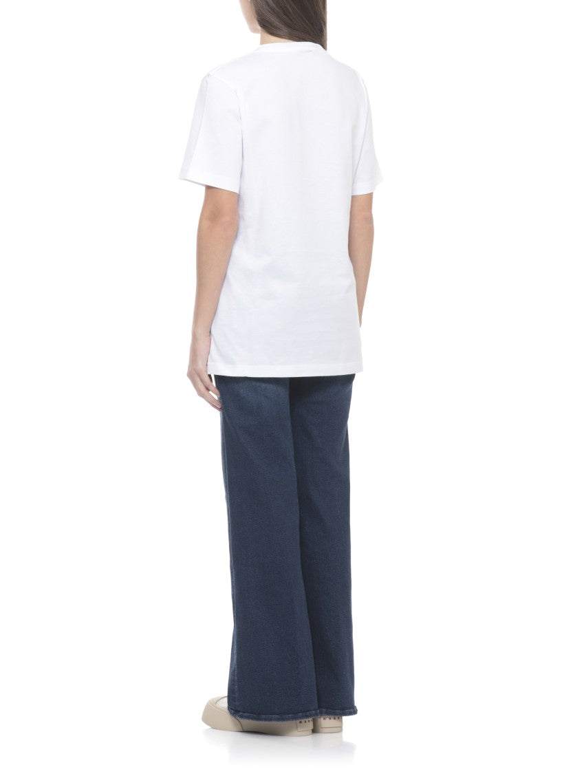 Marni White Front Print Cotton T-Shirt