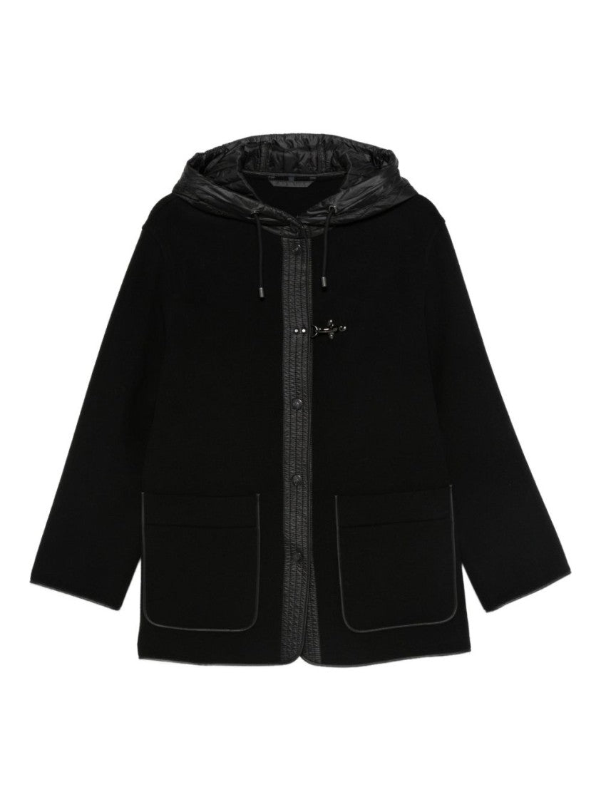 Fay Straight Silhouette Short Coat With Quilted Hood