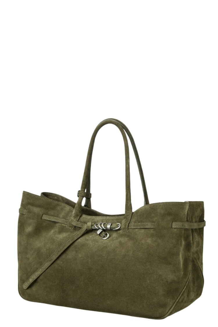Margesherwood Dark Olive Grandma Used Large Suede Tote Bag