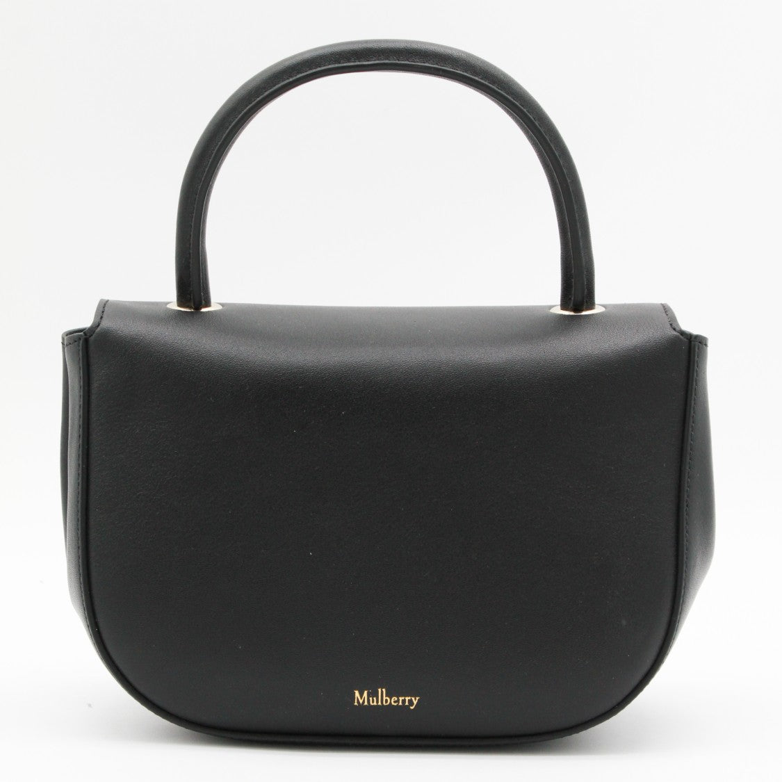 Mulberry Structured Handbag With Gold-Tone Circular Clasp And Adjustable Strap