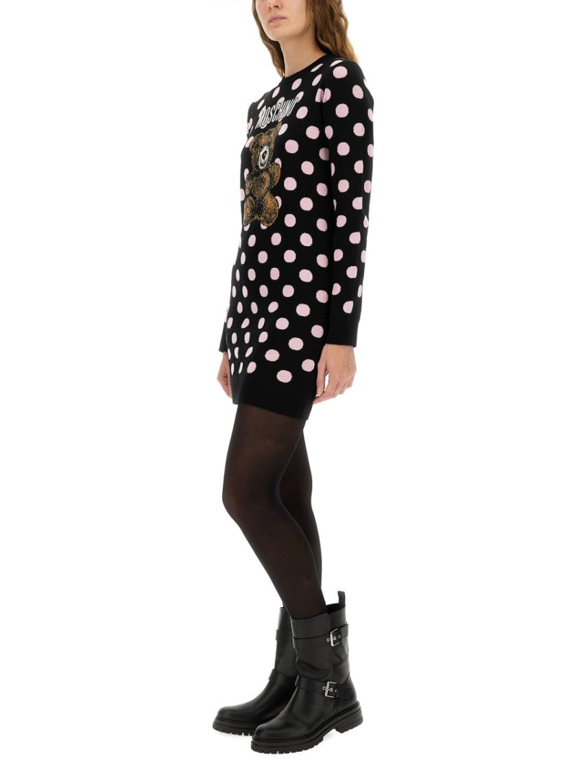Moschino Polka Dot Dress With Logo