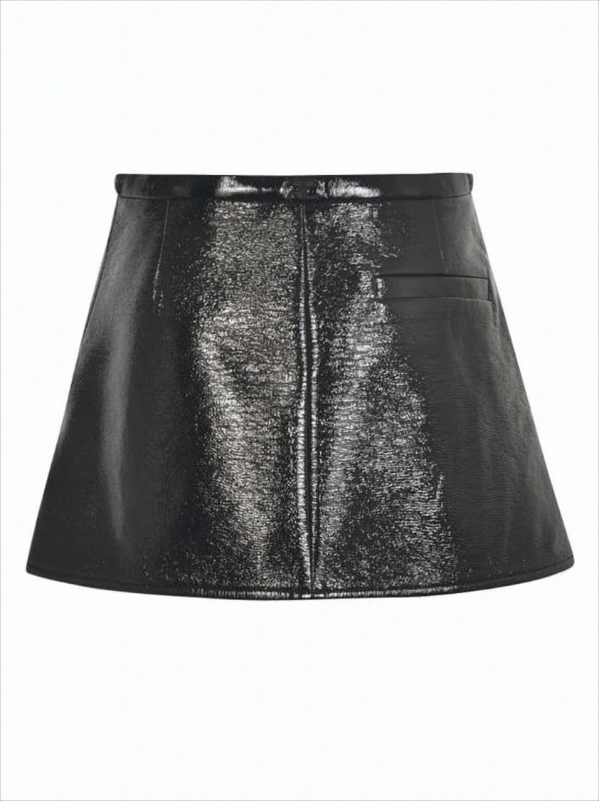 Courrèges High-Waisted A-Line Skirt With Glossy Finish