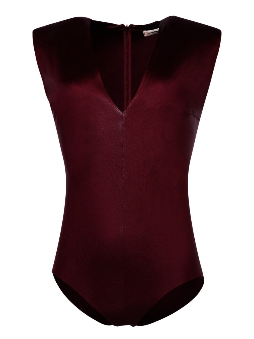 Blanca Vita Bordeaux V-Neck Bodysuit