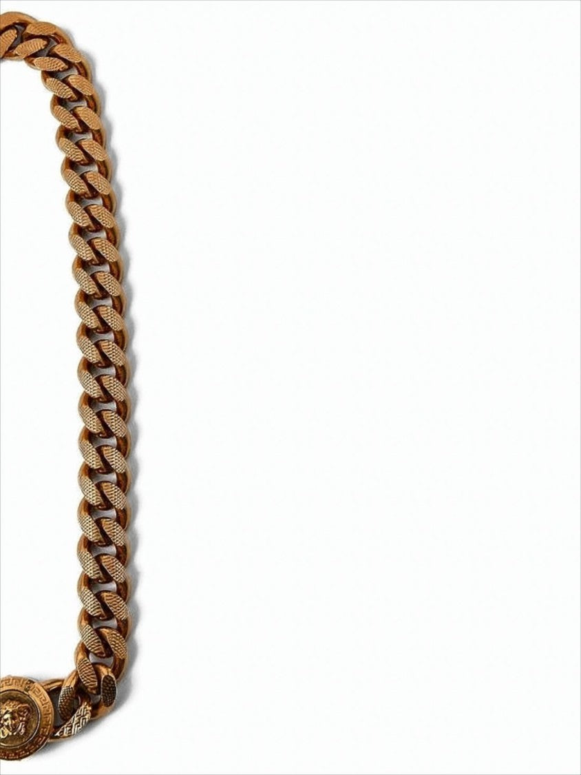 Versace Textured Gold-Tone Metal Chain Necklace With Medusa Clasp