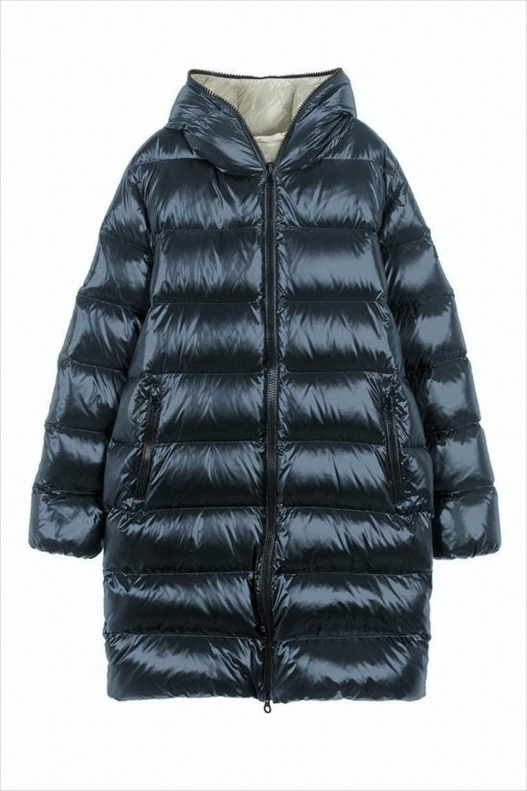 Duvetica Glossy Quilted Down Jacket With Hood And Oversized Fit