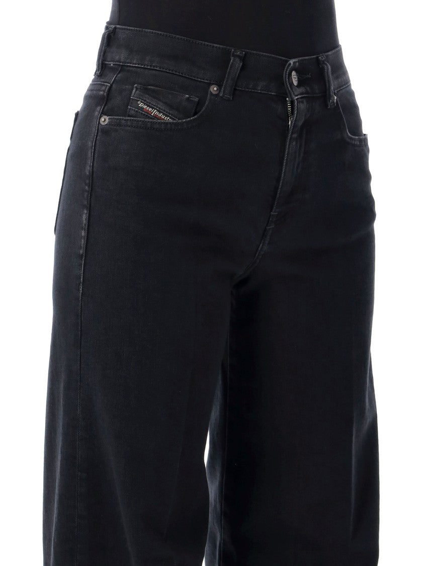 Diesel High-Waisted Wide-Leg Black Denim Jeans With Classic Five-Pocket Design