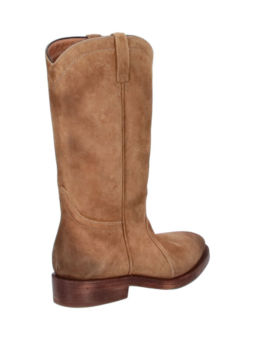 Jil Sander Mid-Calf Boots In Soft Calf Suede With Rounded Toe