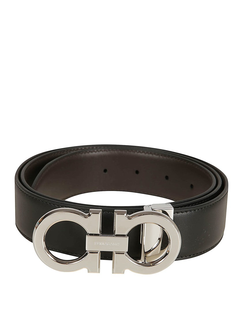 Ferragamo Calf Leather Belt With Gancini Buckle