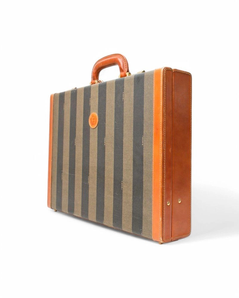 Fendi Brown Striped Hard Document Holder