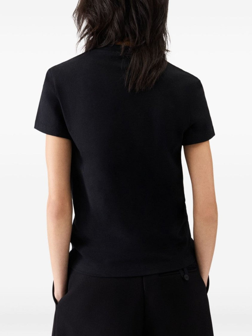 Jacquemus Boxy Black Top With Tonal Logo Detail
