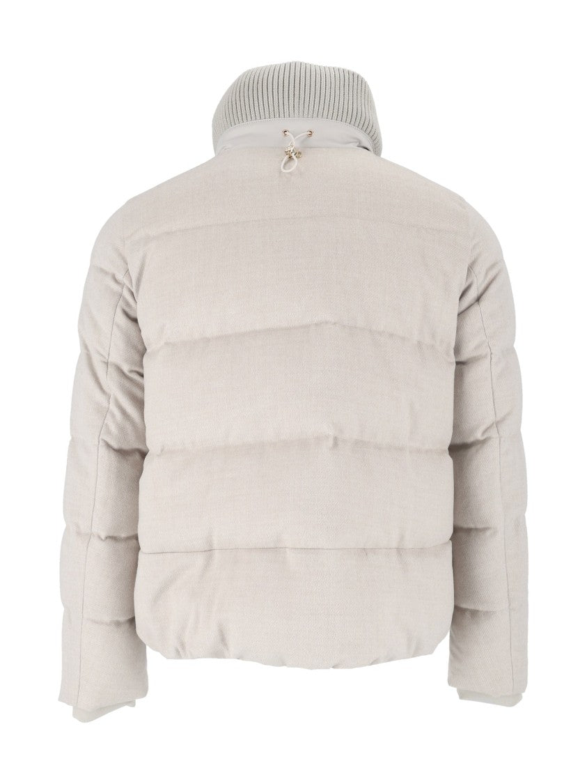 Duno Black Matte Ribbed-Collar High-Neck Down Jacket