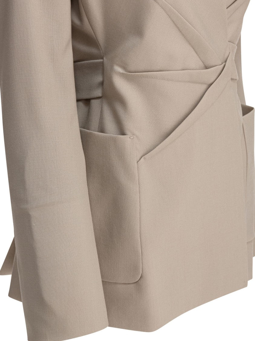 Max Mara Single-Breasted Blazer With Unique Wrap-Style Design