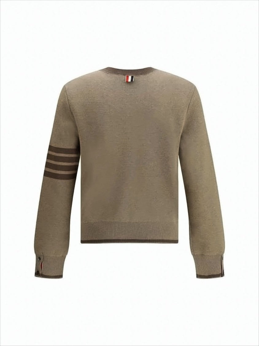 Thom Browne Knitted Cropped Sweater With Ribbed Hem And Signature Stripes