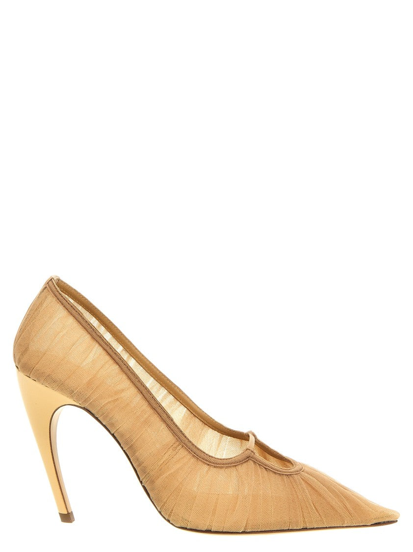 Nensi Dojaka Tulle Pumps With Front Cut-Out And Banana Heel