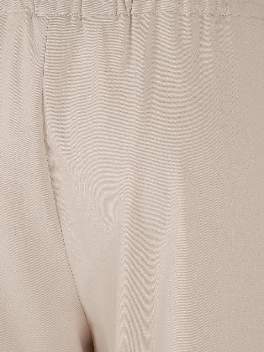 Max Mara Cropped Straight Leg Joggers With Elastic Waistband And Flared Bottom