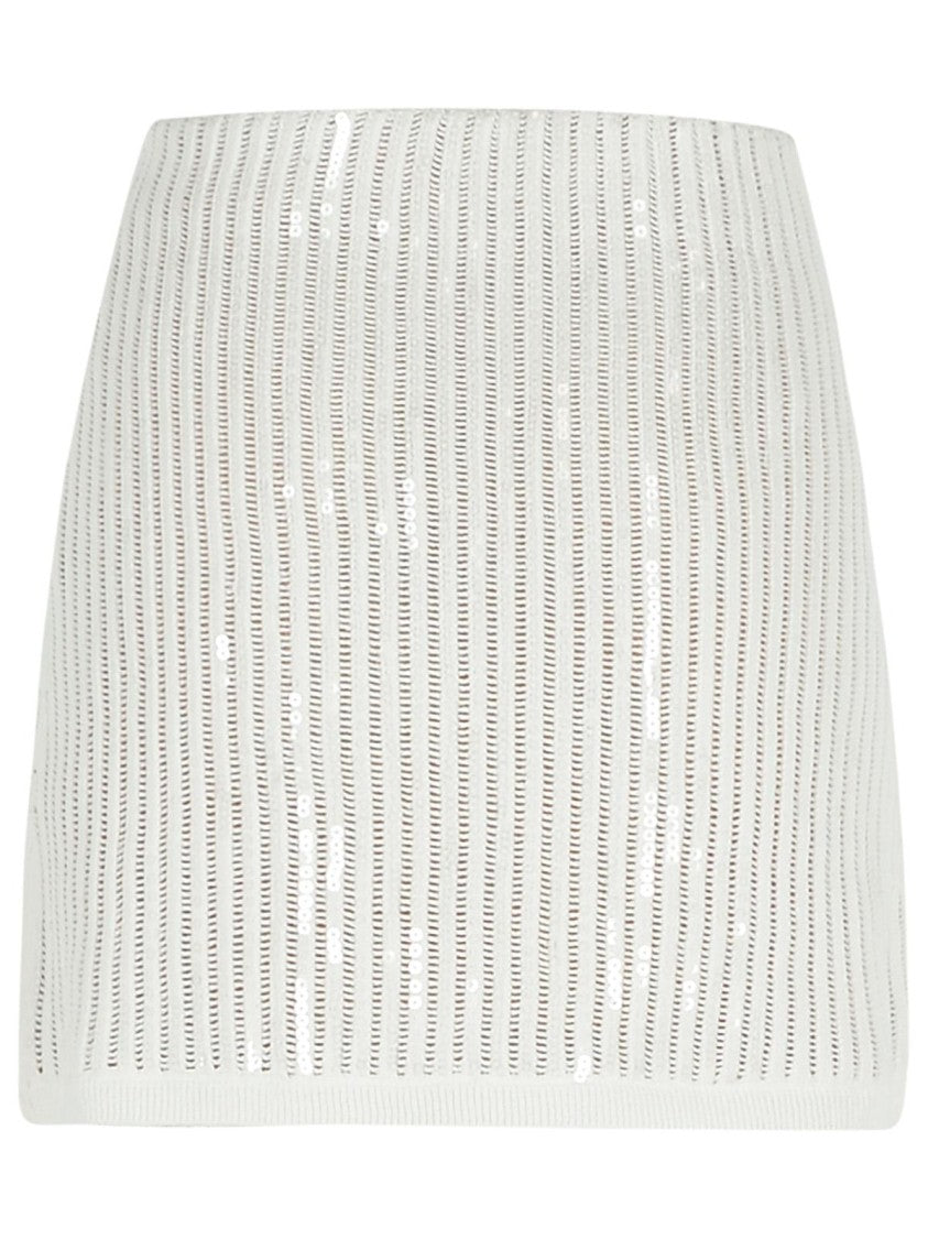 Self-Portrait Crochet' White Cotton Blend Skirt